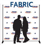 8x8 event backdrops made of durable, matte-finish polyester, includes stand and case.