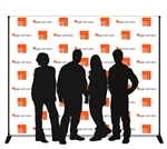 8x10 backdrop perfect for a 4 person pose in step and repeat areas. Includes stand with center support.