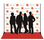 Backdrop with digital print on wrinkle-free, low-glare vinyl. Includes stand and red carpet.