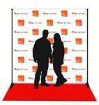 Red carpet backdrop with stand and carpet included. Digitally printed in full color on matte-finish vinyl.